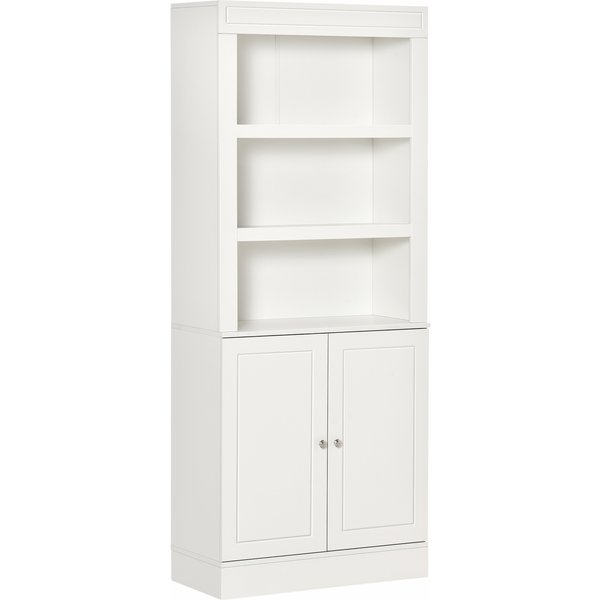 HOMCOM Kitchen Storage Cabinets with 6-tier Shelving, Kitchen Cupboard, Kitchen Larder with 3 Open Compartments and Double-door, White | Aosom Ireland