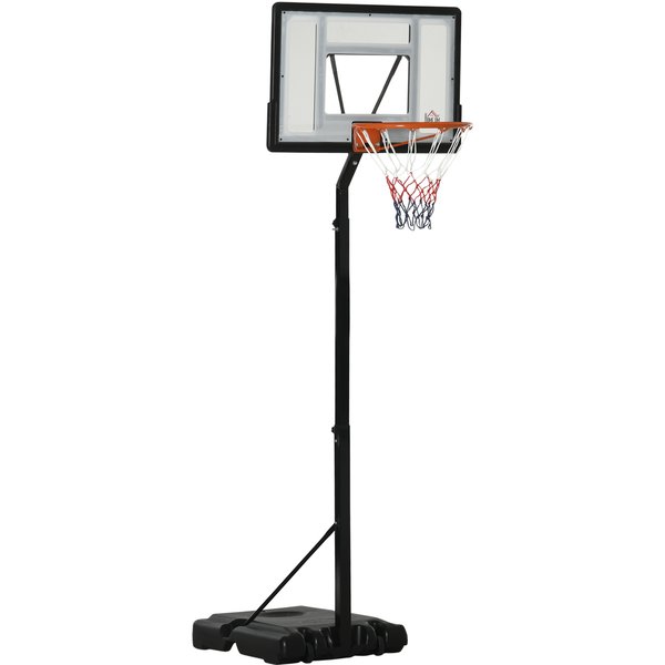HOMCOM Basketball Stand with Wheels Portable 260-310 cm Height Adjustable Basketball Hoop with Stand Suitable for Outdoor and Indoor Use Steel Plastic Black | Aosom Ireland