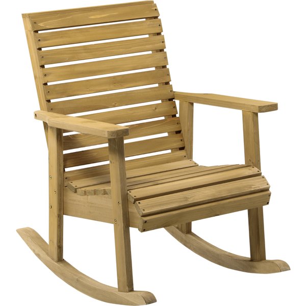 Outsunny Fauteuil à Bascule Rocking Chair D'extéRieur Jardin En Bois Massif - 64 X 86 X 85 Cm Marron-image