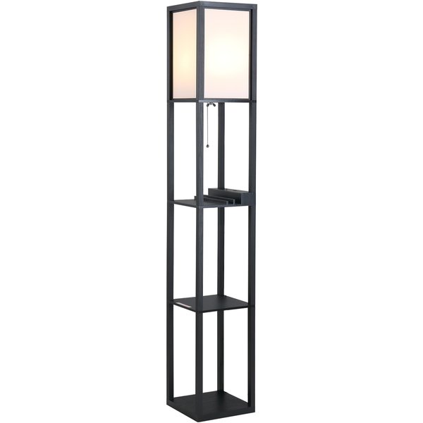Homcom Lampadaire éTagèRe Lampe éTagèRe 26L X 26L X 160H Cm 3 éTagèRes 4 Niveaux Mdf Noir-image