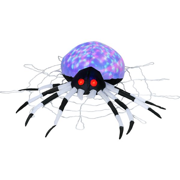 HOMCOM 5FT Long Halloween Inflatable Spider, Hanging Giant Spider with Colourful LED Light, Blow-Up Outdoor LED Garden Display for Lawn, Party | Aosom Ireland