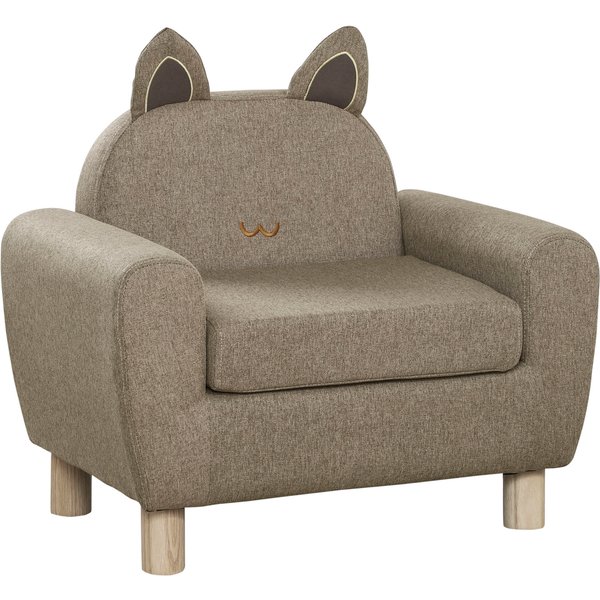 HOMCOM Kids Sofa Toddler Chair Children Armchair for Preschool Bedroom Playroom with Ear Modeling Wood Brown | Aosom Ireland