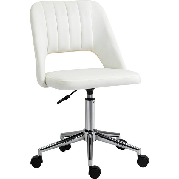 Vinsetto Office Chair Swivel Desk Chair Height Adjustable 360° Rotatable Scallop Shape with Stitching Design Foam Velvet-like Polyester Beige 49 x 60 x 79-91 cm | Aosom Ireland