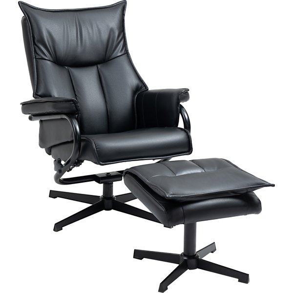 HOMCOM Recliner Chair with Footstool, Swivel, Adjustable Backrest, Steel Frame, Black | Aosom Ireland
