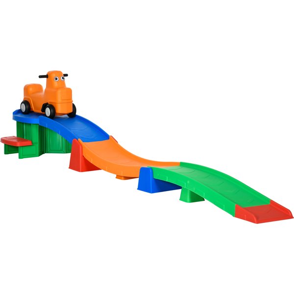 AIYAPLAY 3m Up and Down Roller Coaster for Kids, 4 Pcs Toddler Roller Coaster Ride-on w/ Non-slip Steps, Sliding Car w/ Handles, Gift for Aged 2-5 | Aosom Ireland