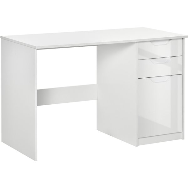 HOMCOM Computer Desk with Drawers, Modern Writing Workstation with Storage Cabinet, PC Study Table for Home, Office, Study, White | Aosom Ireland