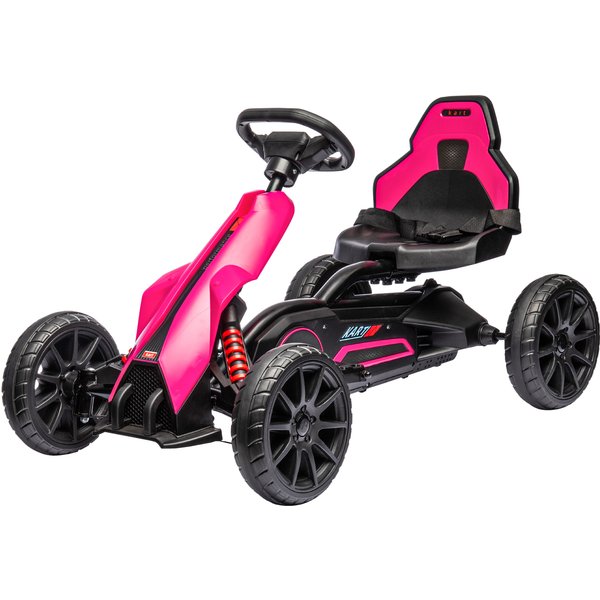 HOMCOM 12V Electric Go Kart for Kids, Ride-On Racing Go Kart w/ Forward Reversing, Rechargeable Battery, 2 Speeds, for Kids Aged 3-8, Pink | Aosom Ireland