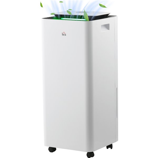 HOMCOM 3500mL Dehumidifier for Bathroom, with Air filter, 24H Timer, 5 Modes, 16L/Day, for Home Laundry, White | Aosom Ireland