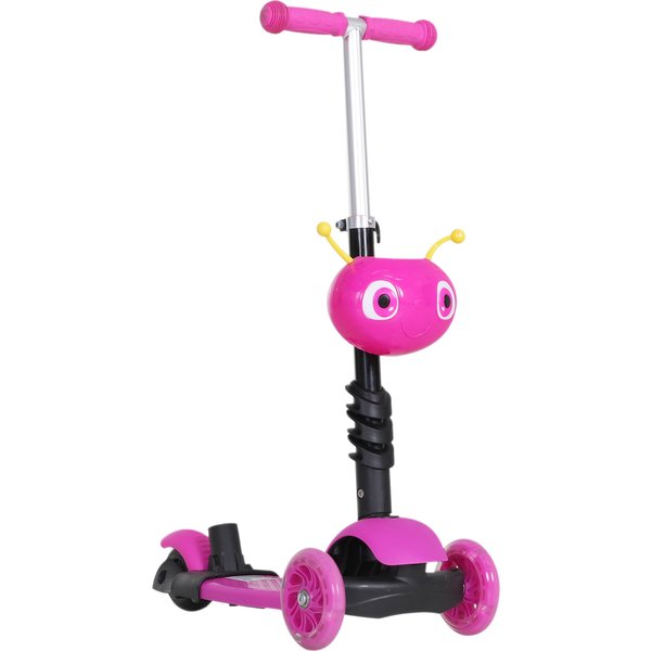 HOMCOM 5-in-1 Kids Toddler 3 Wheels Mini Kick Scooter Push Walker with Removable Seat & Back Rest for Girls and Boys Pink | Aosom Ireland