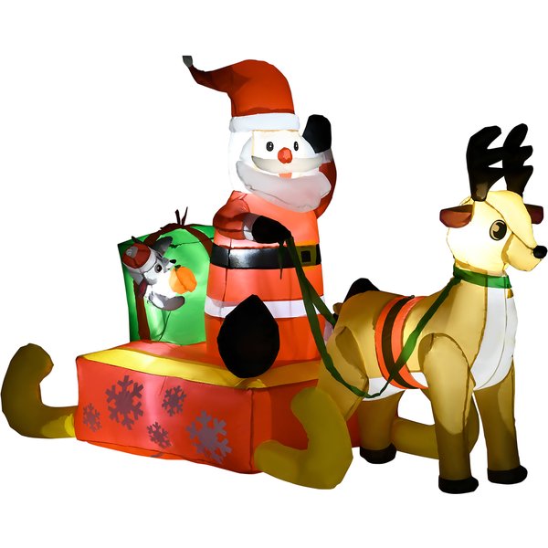HOMCOM Inflatable Santa, Polyester, 122H cm-Multicolour | Aosom Ireland