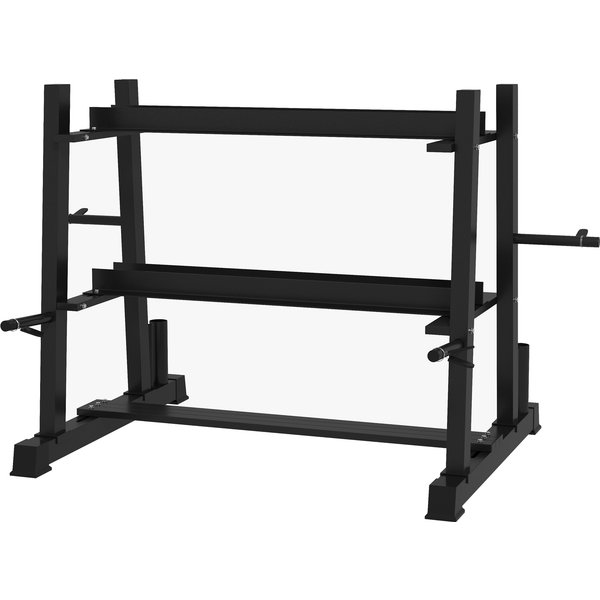 SPORTNOW Dumbbell Rack for Dumbbell, Kettlebell, Weight Plates, 3 Levels, Adjustable, Steel, 131 x 75 x 80 cm, Black | Aosom Ireland