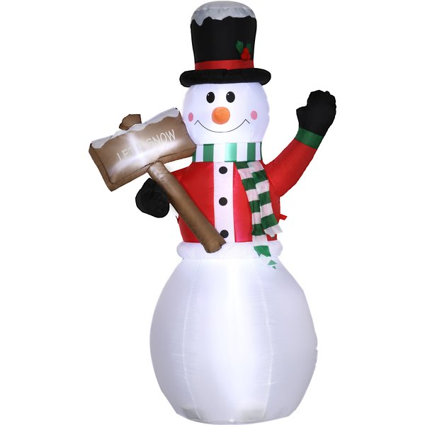 Outsunny aufblasbarer Schneemann 180 cm mit LED Licht und Schild, IP44, perfekte Weihnachtsdekoration für drinnen und draußen Aosom.de
