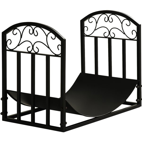 Outsunny Firewood Rack Firewood Stand 60 kg Capacity Log Storage Rack Fireplace Tool Metal Black 60.5 x 36 x 46.5 cm | Aosom Ireland