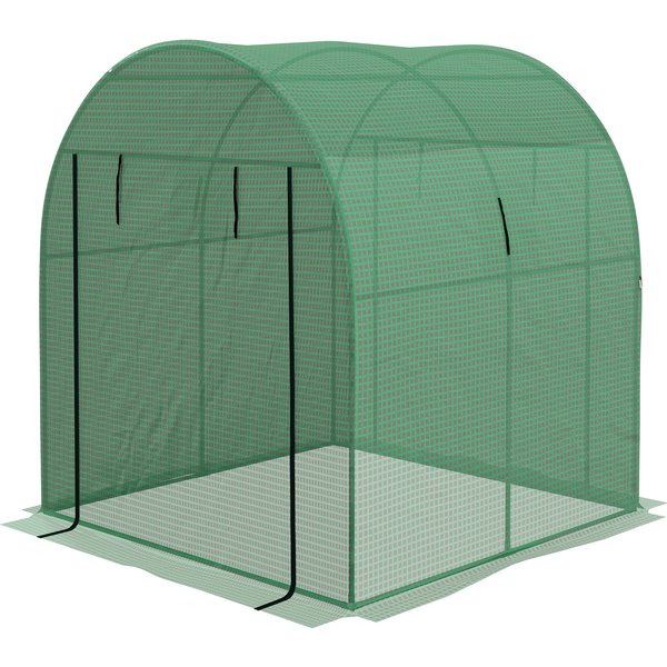 Outsunny Polytunnel Greenhouse Walk-in Grow House with UV-resistant PE Cover, Doors and Mesh Windows, 1.8 x 1.8 x 2m, Green | Aosom Ireland