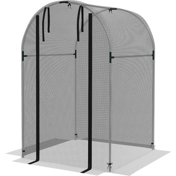 Outsunny Galvanised Steel Fruit Cage, Plant Protection Tent with Zipped Door, 1.2 x 1.2 x 1.9m, Black | Aosom Ireland
