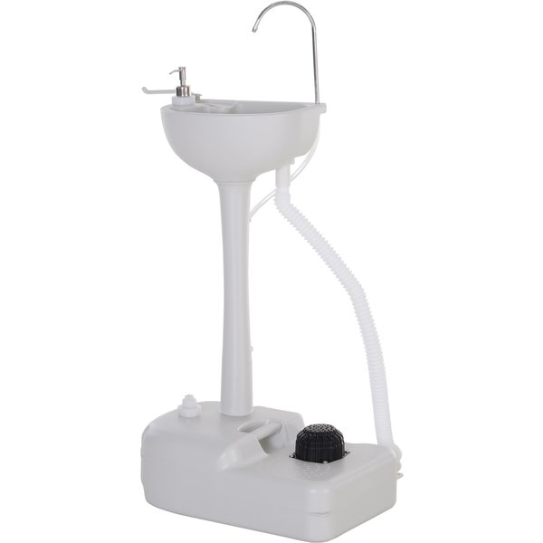 Outsunny Portable Outdoor Sink with Soap Dispenser, Towel Holder, HDPE Construction, White | Aosom Ireland