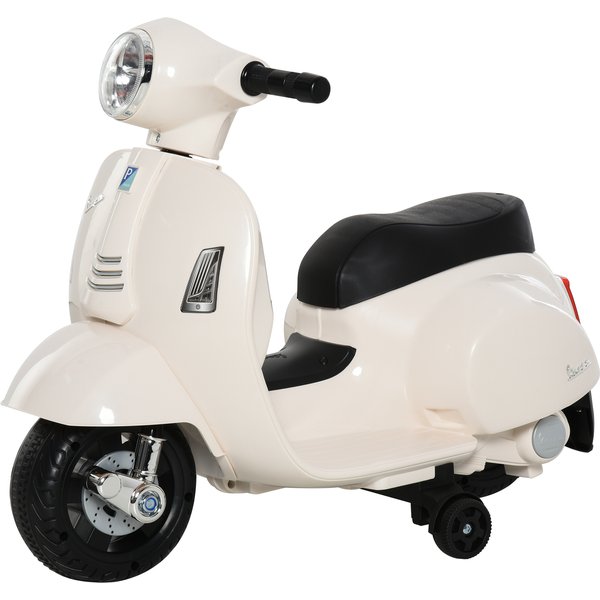 HOMCOM Vespa Licensed Kids Ride On Motorcycle 6V Battery Powered Electric Trike Toys for 18-36 Months with Horn Headlight White | Aosom Ireland