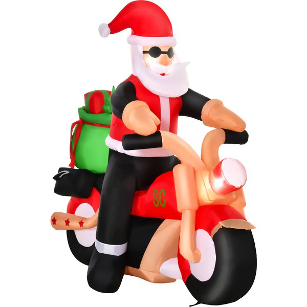 HOMCOM 5.5ft Christmas Inflatable Santa Claus Riding a Motorcycle Blow Up Decoration Xmas Décor for Garden | Aosom Ireland