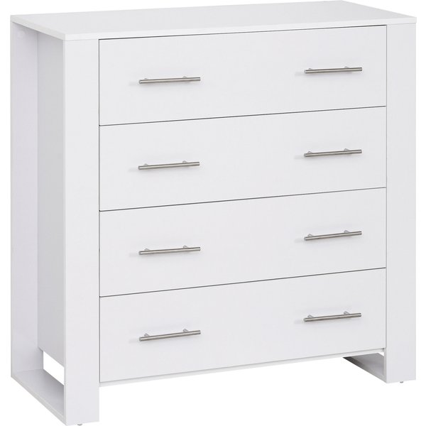 HOMCOM 4-Drawer Chest of Drawers, Storage Organizer Unit with Metal Handles Base Freestanding Unit Furnishing Living Room, White | Aosom Ireland