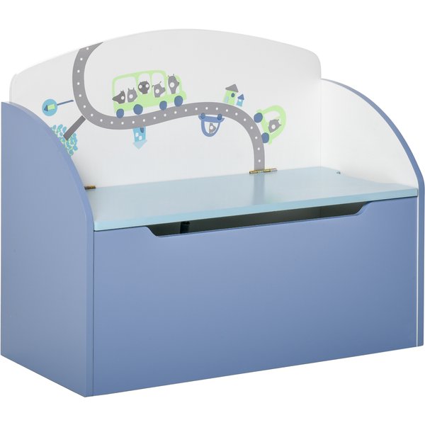 HOMCOM Kids Blue Wooden Toy Storage Chest, 2 in 1 Chair Design with Safety Hinge, 60 x 30 x 50 cm | Aosom Ireland
