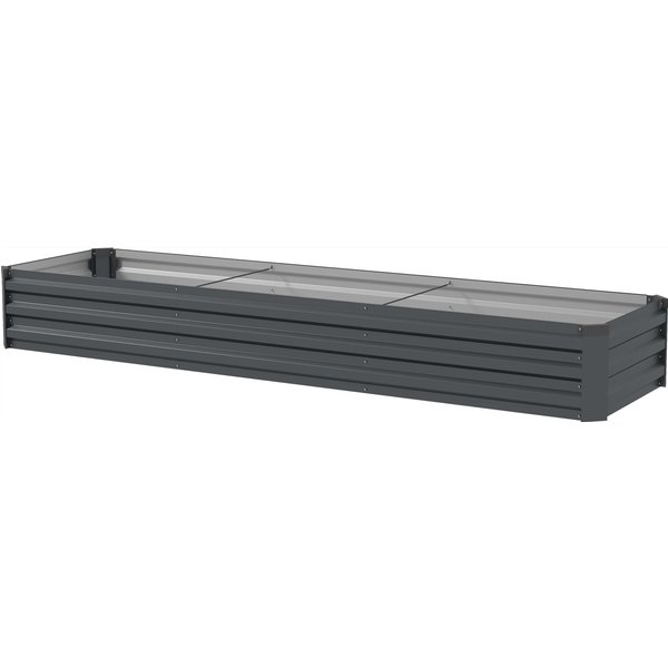 Outsunny Galvanised Raised Bed for Garden, Rectangular Outdoor Elevated Planter Box with Safety Edging and Open Bottom for Growing Flowers, Herbs and Vegetables, 240 x 60cm, Grey | Aosom Ireland
