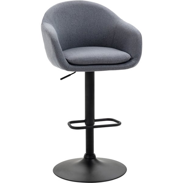HOMCOM Barhocker höhenverstellbar mit Lehne und mit Fußstütze; 110kg belastbar Leinenoptik, 54 cm x 54 cm x 112 cm, Grau Aosom.de
