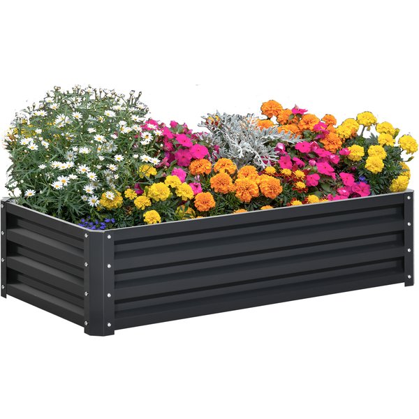 Outsunny Hochbeet aus Stahl, rostfreier Pflanzkasten 120 x 60 x 30,5 cm, offenes Gemüsebeet & Kräuterbeet für Garten und Balkon, Grau Aosom.de