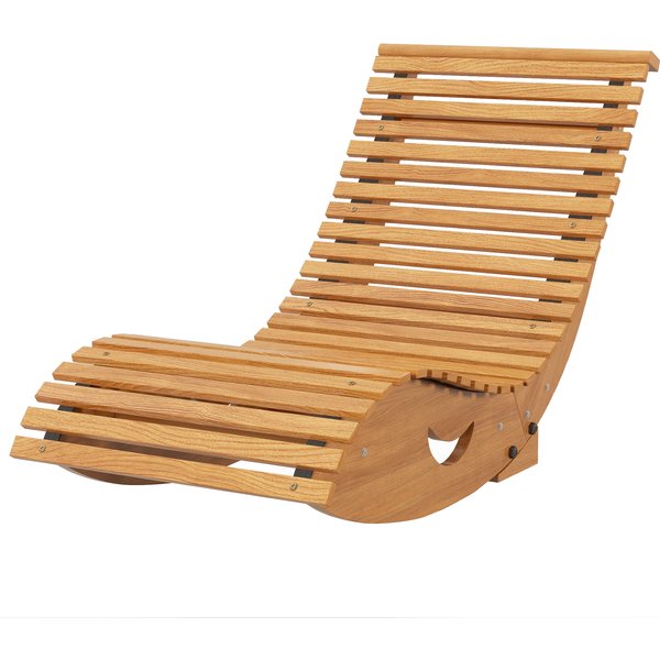 Outsunny Waterproof Wooden Rocking Chair with Slatted Seat, Outdoor Furniture, 130cm x 60cm x 60cm, Teak | Aosom Ireland