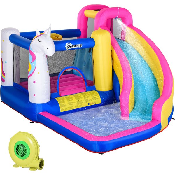 Outsunny 5 in 1 Bouncy Castle for Children with Blower for 3-8 Years Old Kids | Aosom Ireland