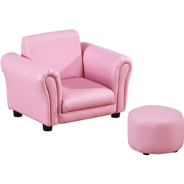 HOMCOM Toddler Chair Single Seater Kids Sofa Set Children Couch Seating Game Chair Seat Armchair w/ Free Footstool (Pink) | Aosom Ireland