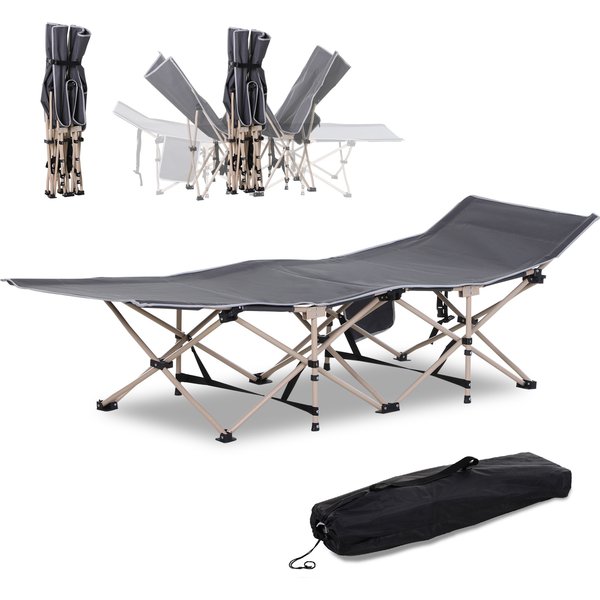 Outsunny Portable Folding Camping Cot, Single Person Sleep Bed, Lightweight with Carry Bag, Ideal for Outdoor Adventures | Aosom Ireland