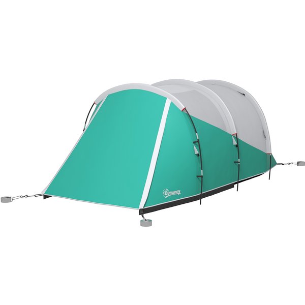 Outsunny 2 Room Camping Tent for 4-5 Man, 3000mm Waterproof Family Tent with Carry Bag, for Fishing Hiking Festival, Green | Aosom Ireland
