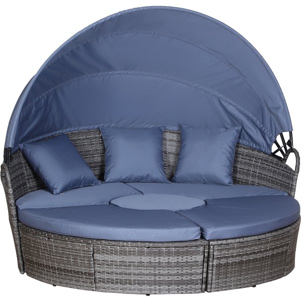 Outsunny 6-Piece Rattan Sun Lounger Set Outdoor Garden Furniture Grey | Aosom Ireland
