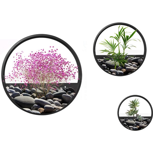 Outsunny Wall Planters, 3-Piece Set, Stackable, Steel + Acrylic, Black | Aosom Ireland