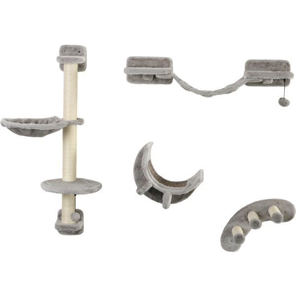 PawHut 4-Piece Cat Wall Furniture, Grey | Aosom Ireland