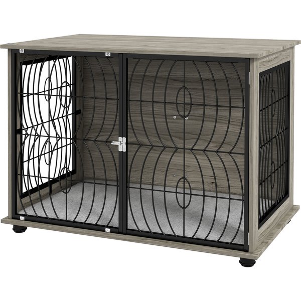 PawHut 37" Indoor Dog Crate Furniture End Table w/ Plush Washable Cushion, Lockable Door, for Large Size Dogs | Aosom Ireland