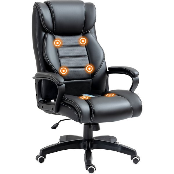 Vinsetto High Back Office Chair with 6-Point Vibration, Executive Massage Chair w/ Extra Padded Swivel, Ergonomic Tilt, Black | Aosom Ireland