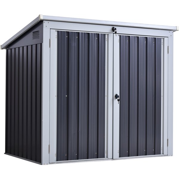 Outsunny Outdoor Steel Garden Storage Shed With Double Door & Lid Dustbin Rubbish Cover for 2 Trash Cans | Aosom Ireland