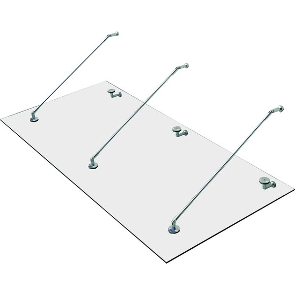 HOMCOM Vordach Glasvordach Türvordach gehärtetes Glas(ESG) Edelstahl Klarglas 3 Größen (200x90cm) (L) Aosom