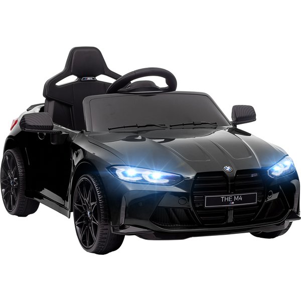 AIYAPLAY 12V BMW M4 Licensed Kids Car with Easy Transport, Remote Control, Suspension, Music, Horn, LED Lights - Black | Aosom Ireland