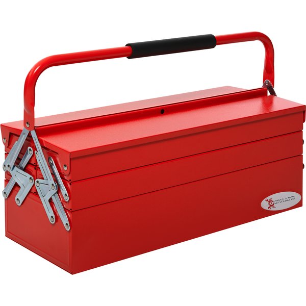 DURHAND Werkzeugkasten Werkzeugkoffer Werkzeugkiste 5 Fächer aufklappbar Stahl (SPCC) Rot 57 x 21 x 41 cm Aosom