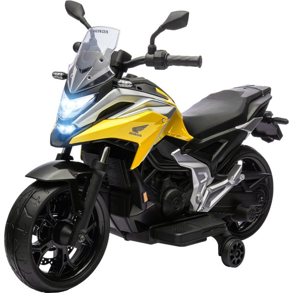 AIYAPLAY 12V Honda Licensed Kids Electric Motorbike w/ Music, Headlights, Early Education Function, for 3-6 Years - Yellow | Aosom Ireland