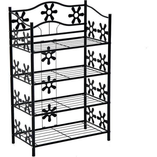 HOMCOM kleines Schuhregal Platzsparend Blumenregal Pflanzentreppe Standregal Ständer 4 Etagen Metall Schwarz 59,5 x 30 x 92 cm Aosom.de