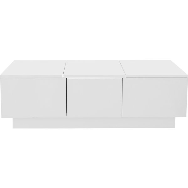 Hochglanz Couchtisch Weiss hochglanz, 100x50x31 cm Push-Pull Couchtisch mit doppelseitigen Schubladen Aosom.de