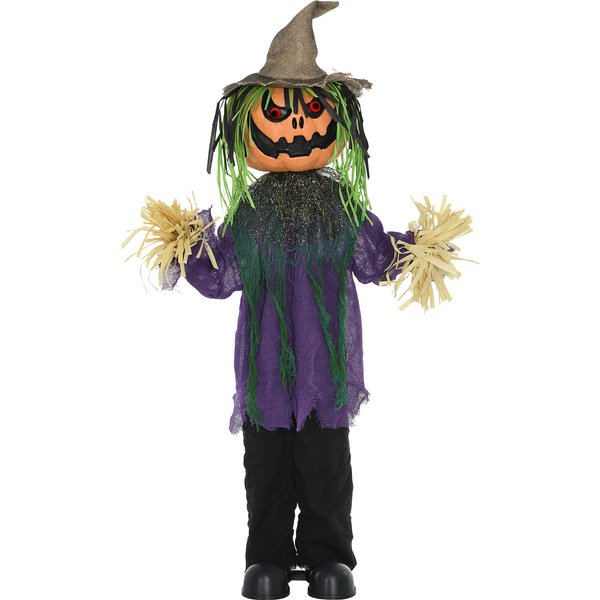 HOMCOM 114cm 45" Pumpkin Outdoor Halloween Decoration, Halloween Animatronic with Sound Activated, Light Up Eyes, Music Effects | Aosom Ireland