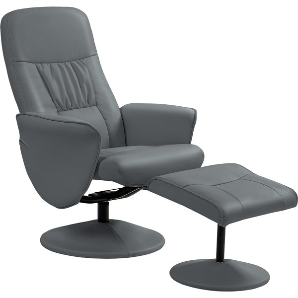 Swivel Recliner Chair with Footstool, HOMCOM PU Leather Armchair and Ottoman with High Back and Round Base for Living Room, Grey | Aosom Ireland