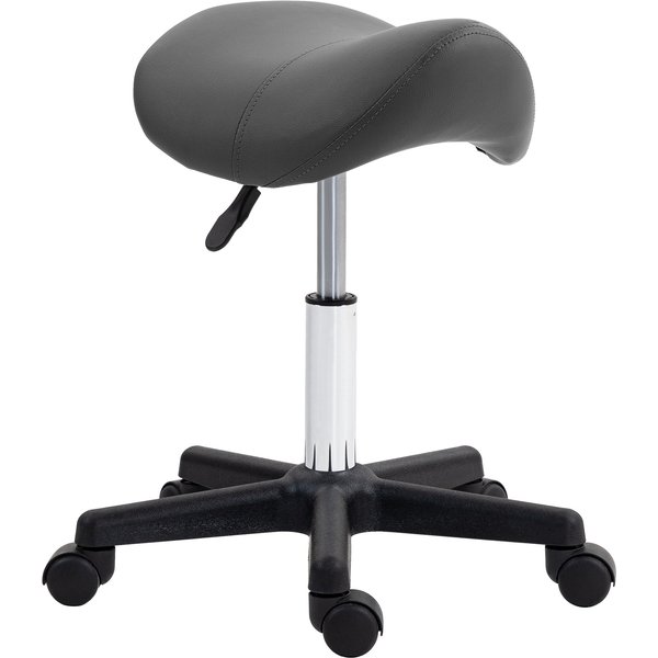 HOMCOM Saddle Stool, PU Leather Adjustable Rolling Salon Chair with Steel Frame for Massage, Spa, Beauty and Tattoo, Grey | Aosom Ireland