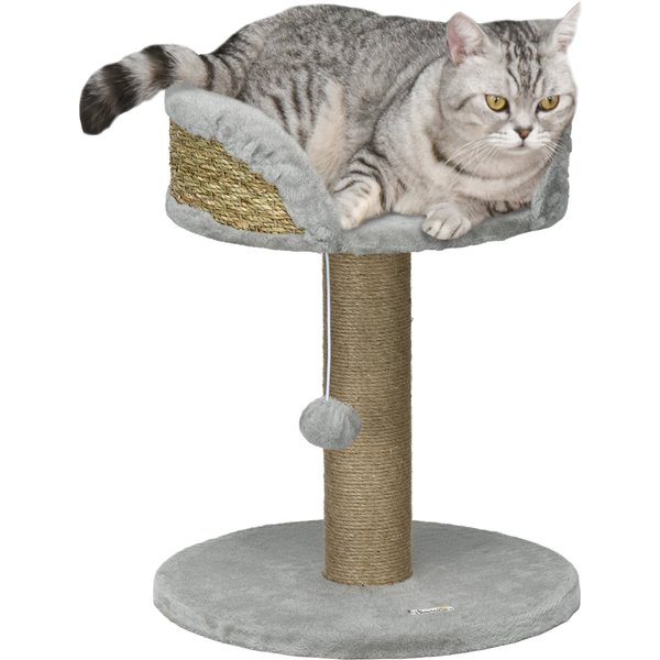 PawHut Cat Tree Tower with Scratching Posts, Grey | Aosom Ireland
