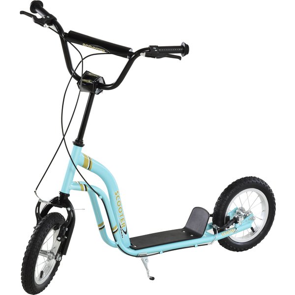 HOMCOM Teen Kids Stunt Scooter w/ Adjustable Handlebar, 12 Inch Rubber Tyres, Dual Brakes, Blue | Aosom Ireland