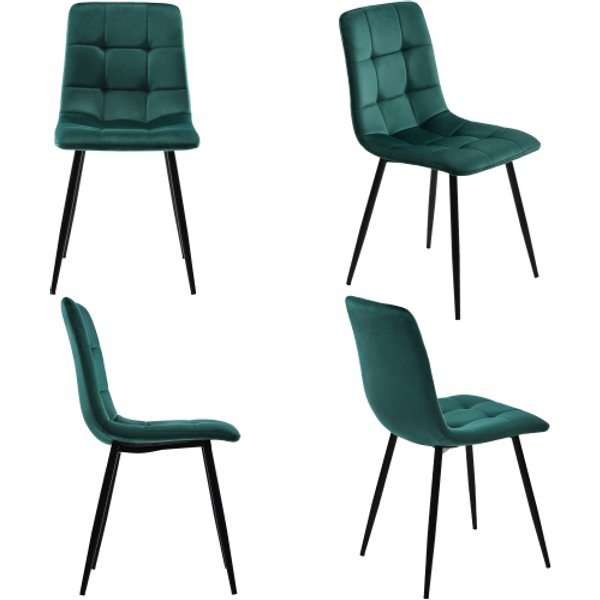 Esszimmerstühle, Vierer-Set Samtoptik gepolstert mit Rückenlehne und Metallrahmen Café Stühle modern, tot 150 kg, 70,5Lx 66 x 45 cm, Grün Aosom.de
